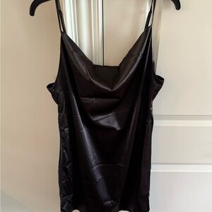 Elegant Black Satin Cowl Neck Top
